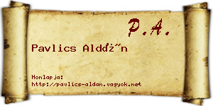 Pavlics Aldán névjegykártya